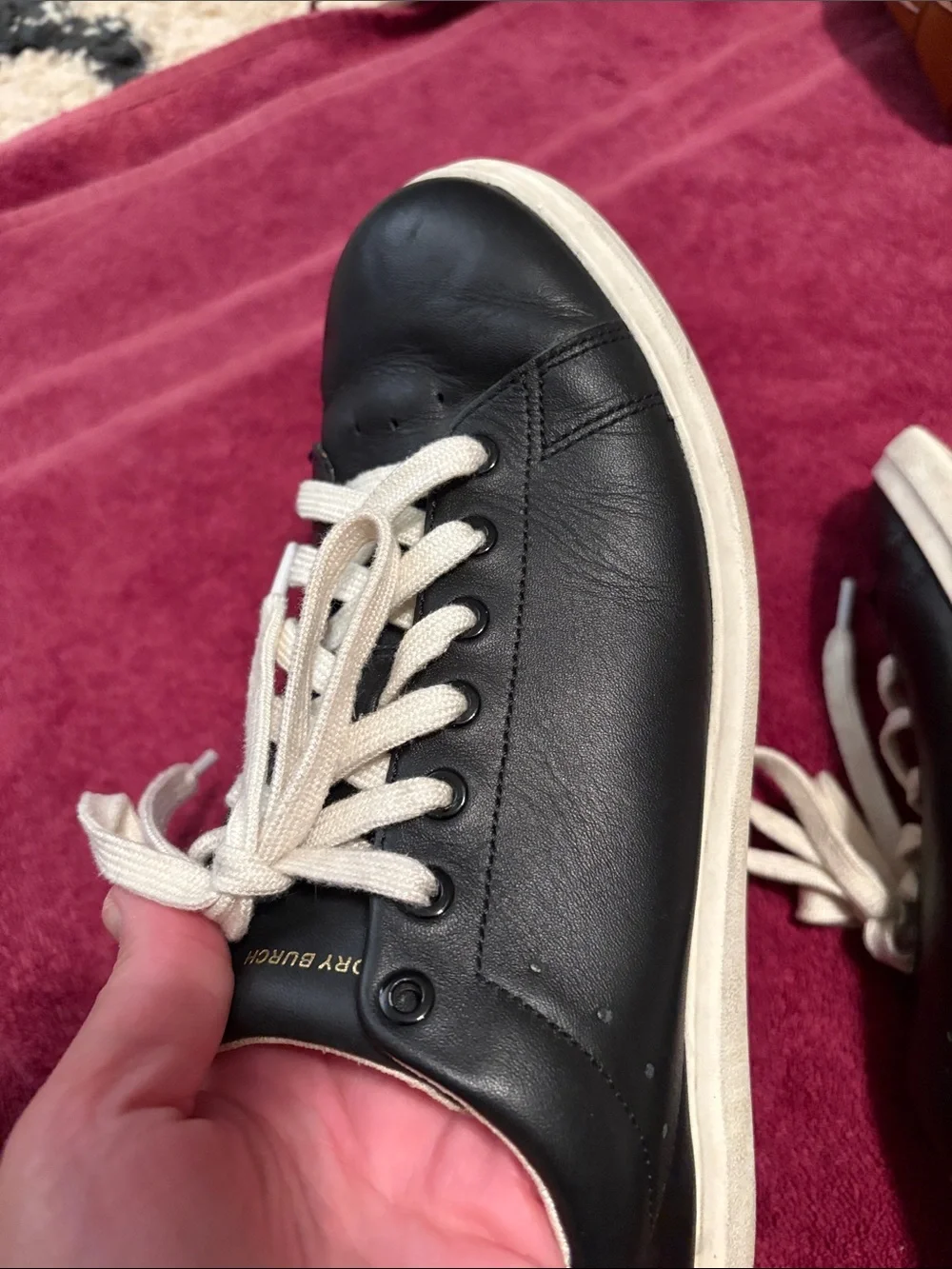 Tory Burch Howell Court Black Leather Low-Top Sneakers